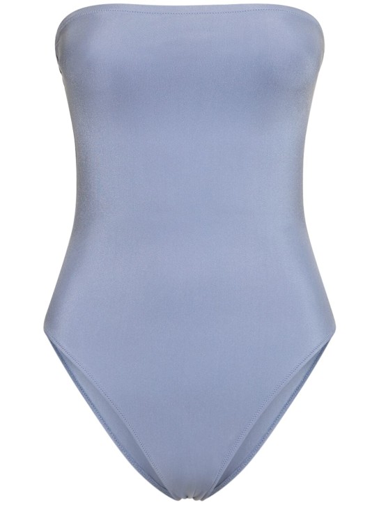 Lido: Sedici strapless shiny swimsuit - Light Blue - women_0 | Luisa Via Roma