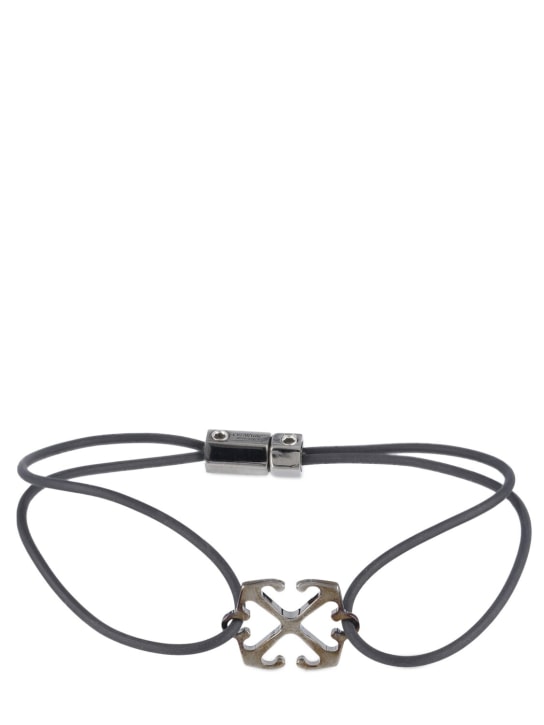 Off-White: Arrow cable brass bracelet - Black - men_0 | Luisa Via Roma