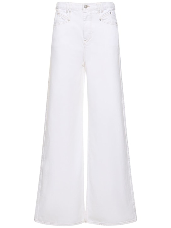 Isabel Marant: Pantalon large taille haute Lemony - Blanc - women_0 | Luisa Via Roma