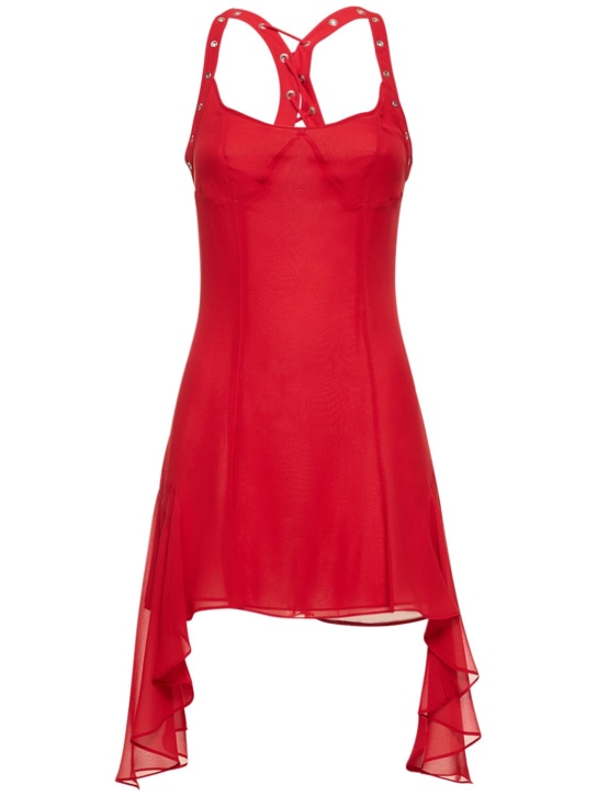 The Attico: Georgette ruched mini dress - Red - women_0 | Luisa Via Roma
