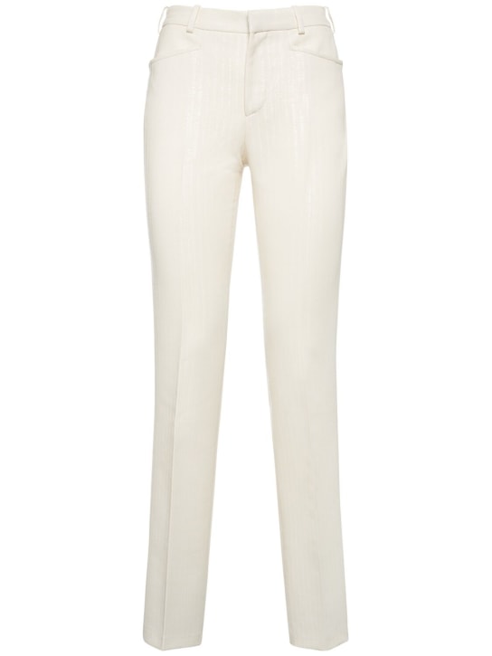 Tom Ford: Lurex raised herringbone wool pants - women_0 | Luisa Via Roma