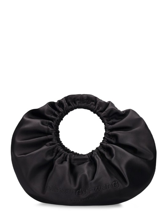 Alexander Wang: Small Crescent satin top handle bag - Siyah - women_0 | Luisa Via Roma