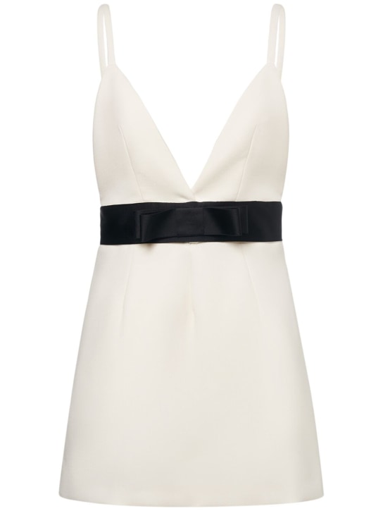 Dolce&Gabbana: Wool blend mini dress w/ bow - White - women_0 | Luisa Via Roma