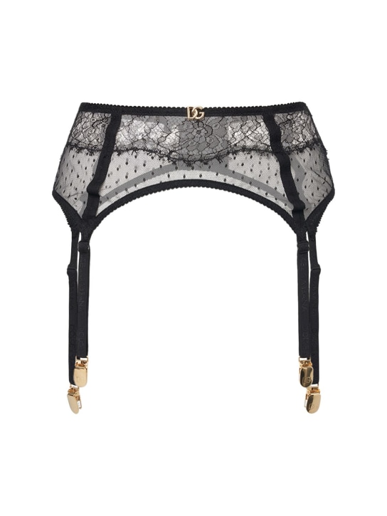 Dolce&Gabbana: 蕾丝吊袜带 - 黑色 - women_0 | Luisa Via Roma