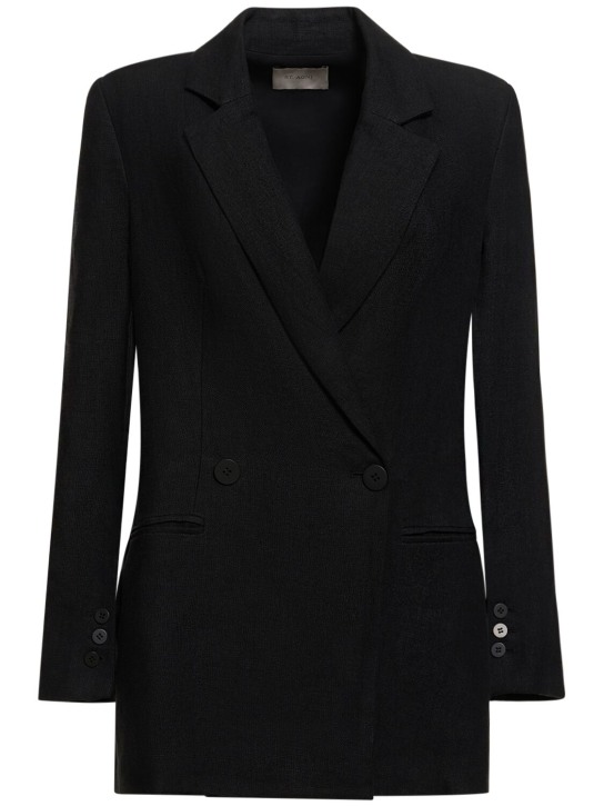 St. Agni: Slit sleeve linen blazer - Black - women_0 | Luisa Via Roma