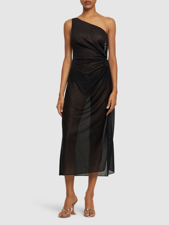 Oséree Swimwear: Lumière knot lurex long dress - Black - women_1 | Luisa Via Roma