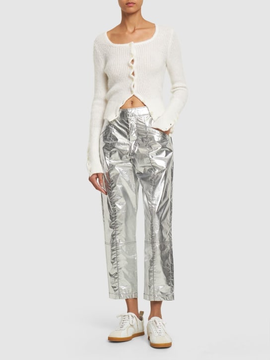 Isabel Marant: Pantalones de algodón metalizado - Plata - women_1 | Luisa Via Roma