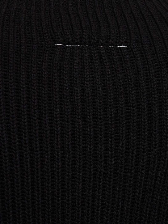 MM6 Maison Margiela: Distressed cotton knit sweater - Black - men_1 | Luisa Via Roma