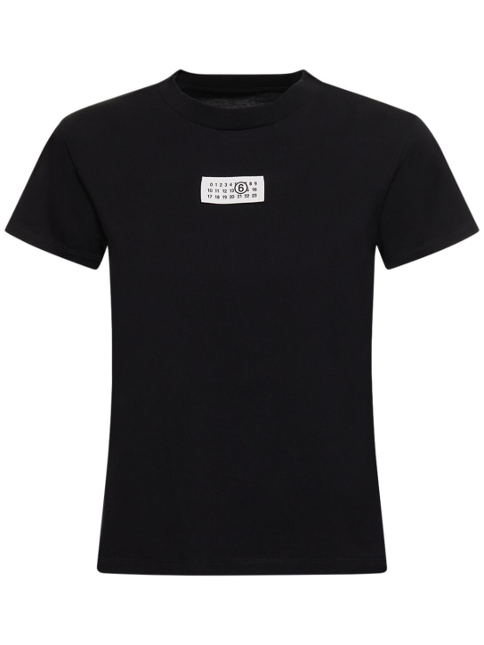 MM6 Maison Margiela: Cotton logo t-shirt - women_0 | Luisa Via Roma