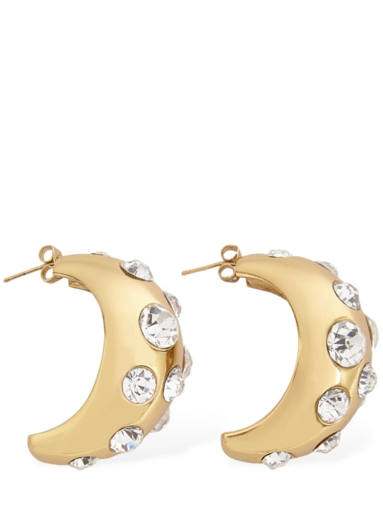 Blumarine: Crystal hoop earrings - Gold/Crystal - women_1 | Luisa Via Roma