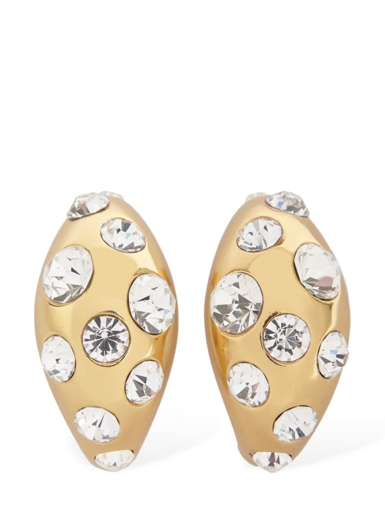 Blumarine: Crystal hoop earrings - Gold/Crystal - women_0 | Luisa Via Roma