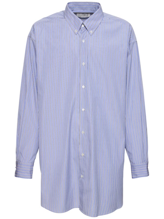 Maison Margiela: 大廓型经典棉质衬衫 - 蓝色条纹 - men_0 | Luisa Via Roma
