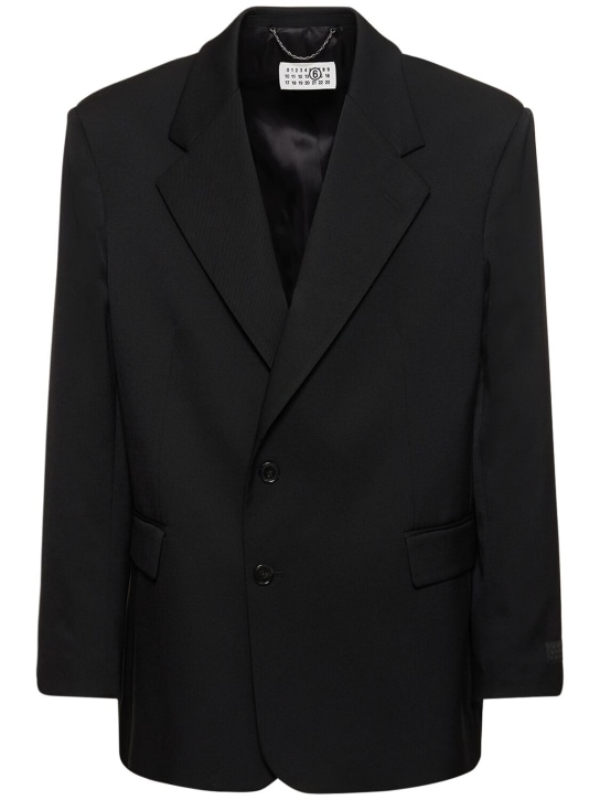 MM6 Maison Margiela: Wool blend blazer - Black - men_0 | Luisa Via Roma