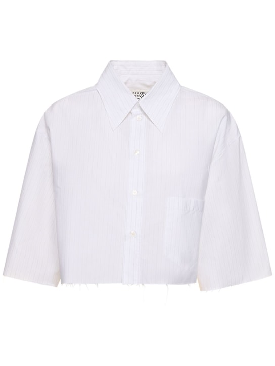 MM6 Maison Margiela: Gestreiftes Hemd aus Baumwollpopeline - Weiß - women_0 | Luisa Via Roma