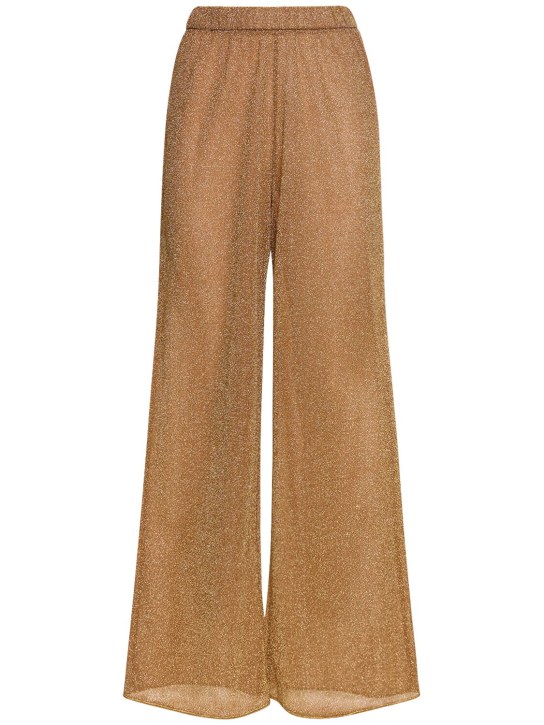Oséree Swimwear: Pantalones de lúrex con cintura alta - Oro - women_0 | Luisa Via Roma