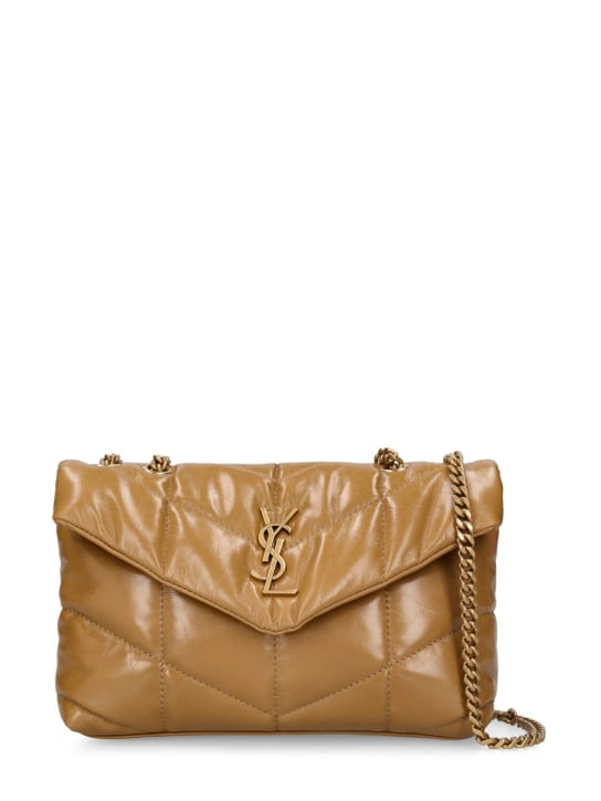 Saint Laurent: Mini Toy Puffer leather shoulder bag - Praline - women_0 | Luisa Via Roma