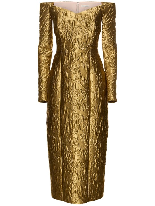 Emilia Wickstead: Burleigh lurex jacquard dress - Gold - women_0 | Luisa Via Roma