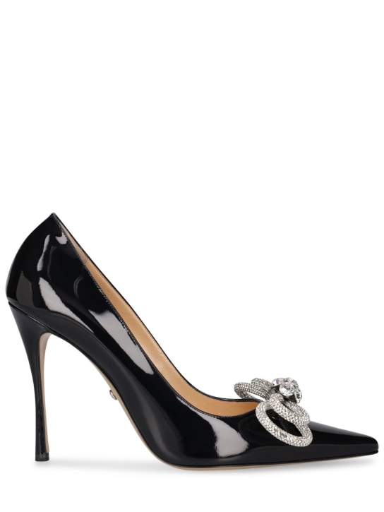 Mach & Mach: 110mm Double Bow patent leather heels - Siyah - women_0 | Luisa Via Roma