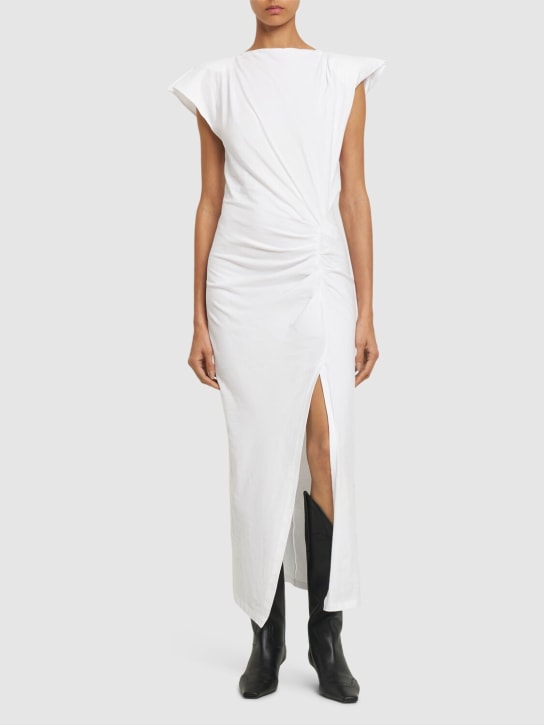 Isabel Marant: Nadela short sleeve cotton maxi dress - Beyaz - women_1 | Luisa Via Roma