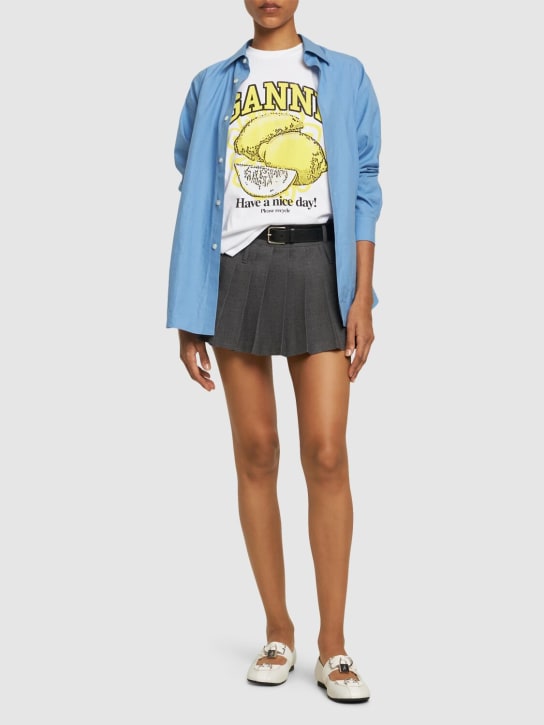 GANNI: T-shirt en jersey de coton imprimé citron - women_1 | Luisa Via Roma