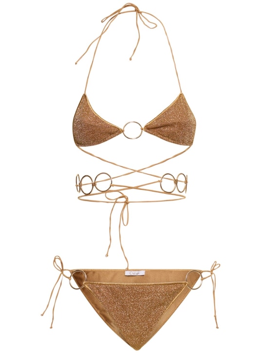 Oséree Swimwear: Lumière Microkini Ring bikini - Altın Rengi - women_0 | Luisa Via Roma
