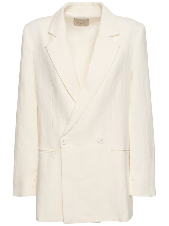 St. Agni: Slit sleeve linen blazer - Beyaz - women_0 | Luisa Via Roma
