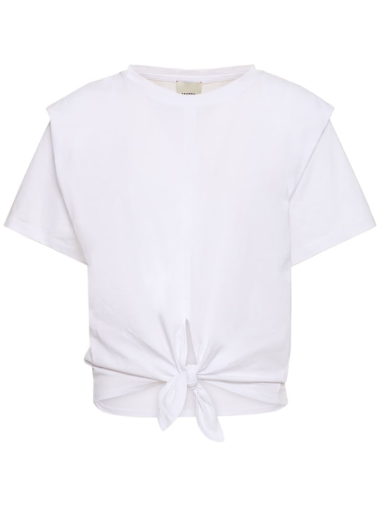 Isabel Marant: Camiseta de algodón que se ata - Blanco - women_0 | Luisa Via Roma