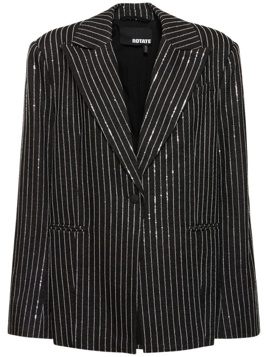 Rotate: Sequined cotton twill blazer - Black - women_0 | Luisa Via Roma
