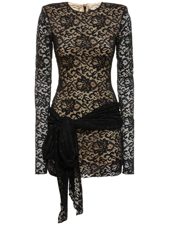 Rotate: Lace self-tie mini dress - Black - women_0 | Luisa Via Roma