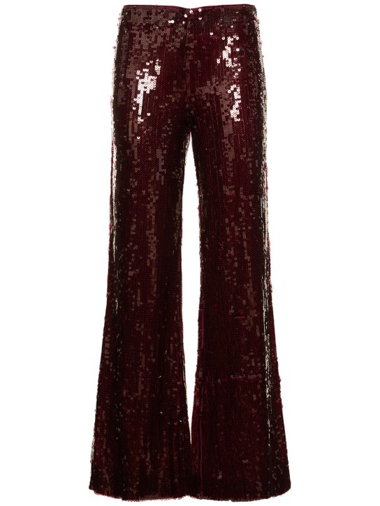 Rotate: Pantalon taille basse en sequins - Rouge - women_0 | Luisa Via Roma