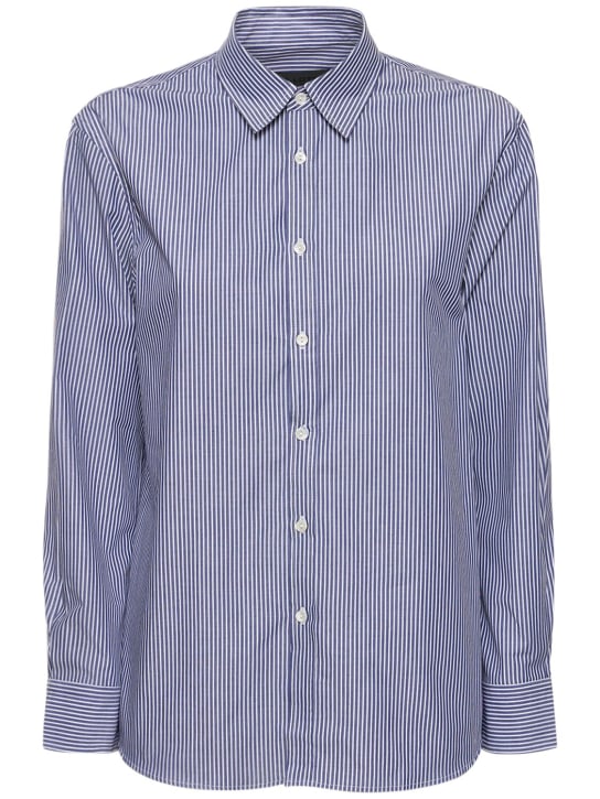 Nili Lotan: Raphael classic cotton shirt - Mavi/Beyaz - women_0 | Luisa Via Roma