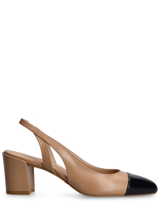 Stuart Weitzman: 50mm Sleek leather slingback heels - women_0 | Luisa Via Roma