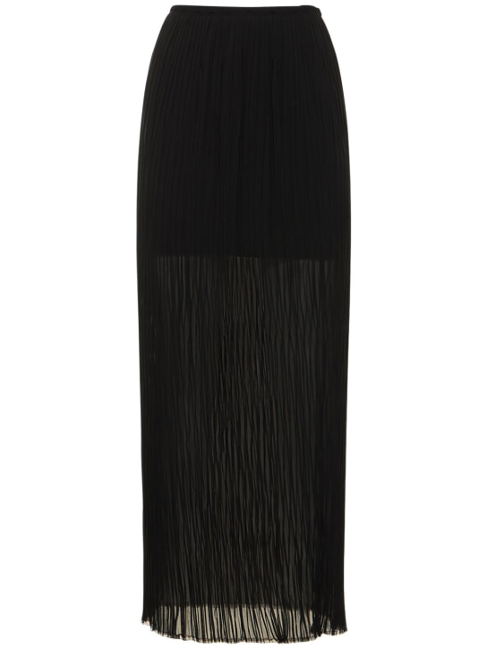 MM6 Maison Margiela: Pleated long skirt - Black - women_0 | Luisa Via Roma