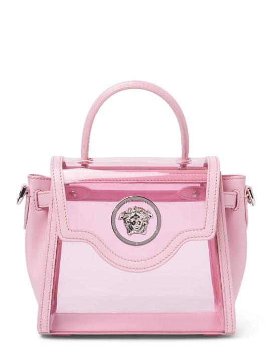 Versace: Transparent plexi top handle bag - Pink/Palladium - women_0 | Luisa Via Roma