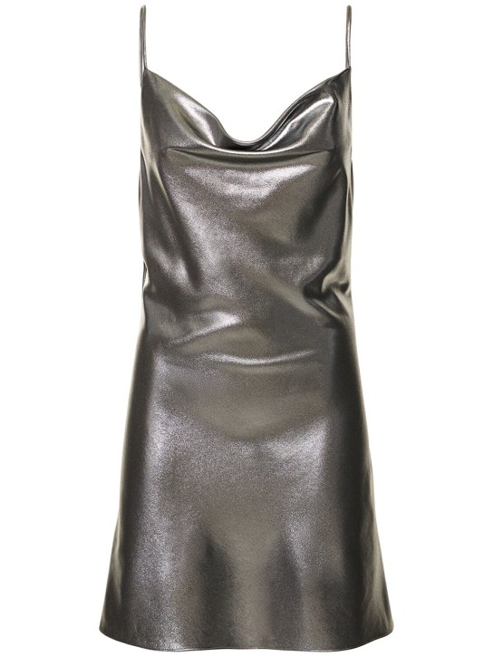 Rotate: Metallic draped mini slip dress - Gümüş - women_0 | Luisa Via Roma