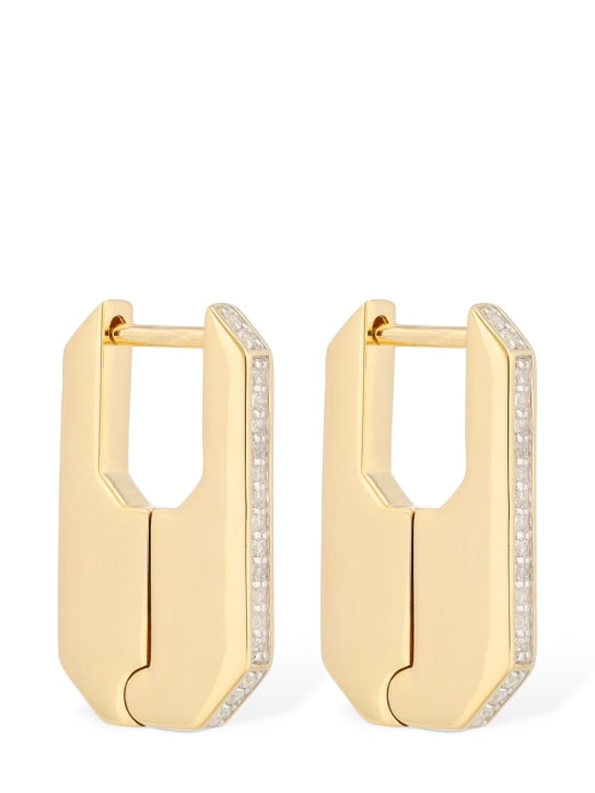 Otiumberg: Hex cubic zirconia hoop earrings - Gold/Crystal - women_0 | Luisa Via Roma