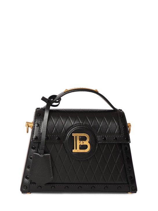Balmain: B-buzz Dynasty embossed leather bag - Noir - women_0 | Luisa Via Roma
