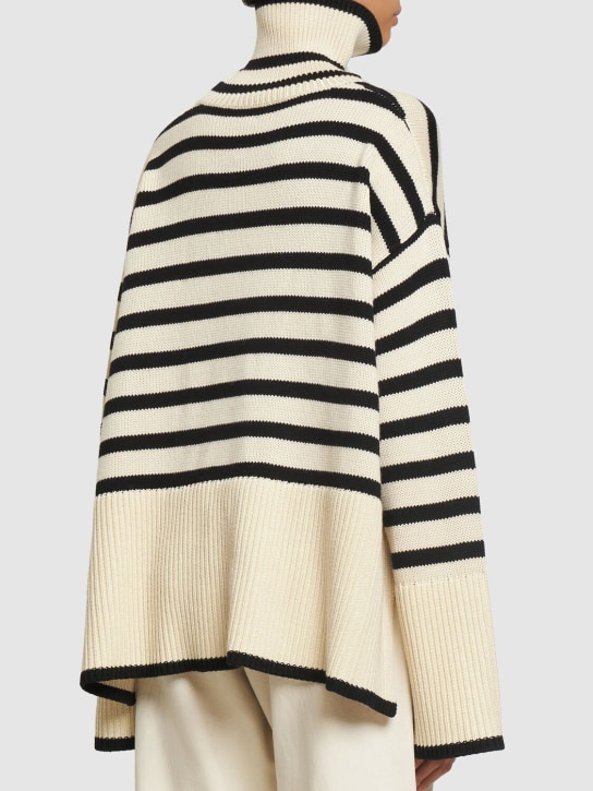 Toteme: Signature wool blend turtleneck sweater - Beige/Stripe - women_2 | Luisa Via Roma
