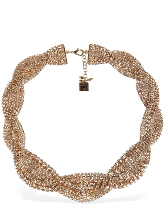 Rosantica: Chevron crystal collar necklace - Gold/Crystal - women_0 | Luisa Via Roma