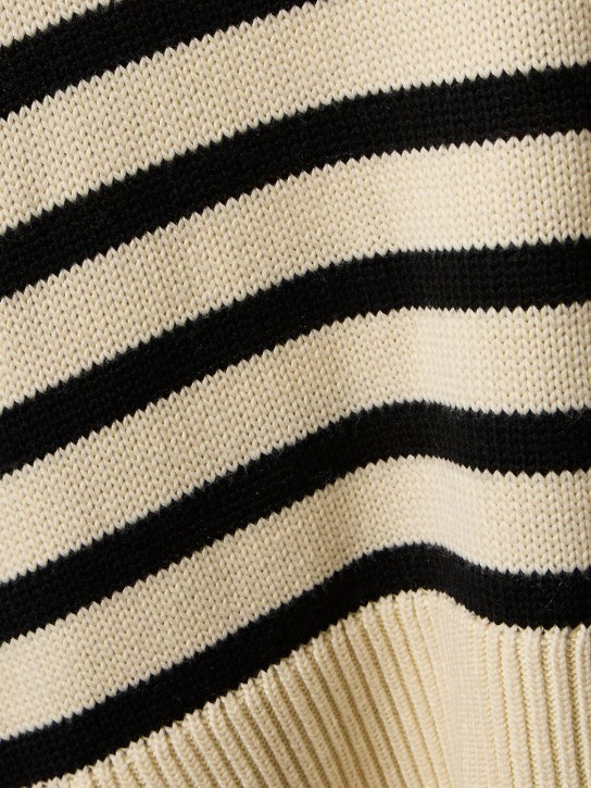 Toteme: Signature wool blend turtleneck sweater - Beige/Stripe - women_5 | Luisa Via Roma