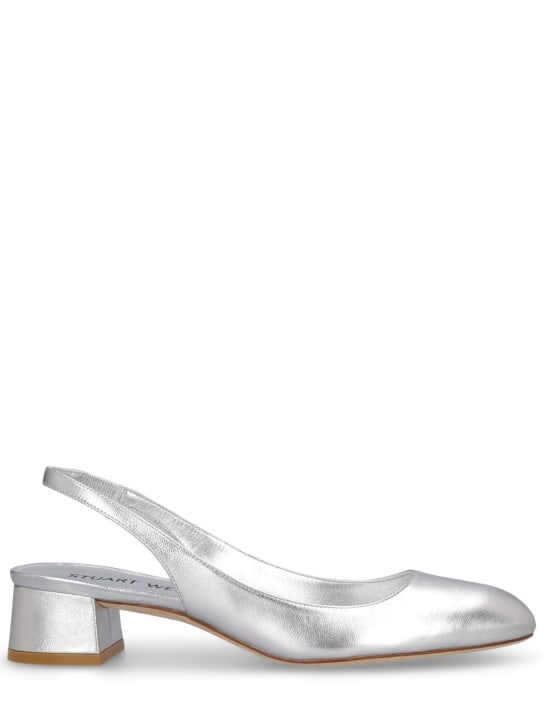 Stuart Weitzman: 35mm Vivienne metallic leather heels - Silver - women_0 | Luisa Via Roma