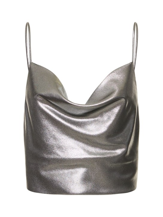 Rotate: Crop top drapé métallisé - Argent - women_0 | Luisa Via Roma