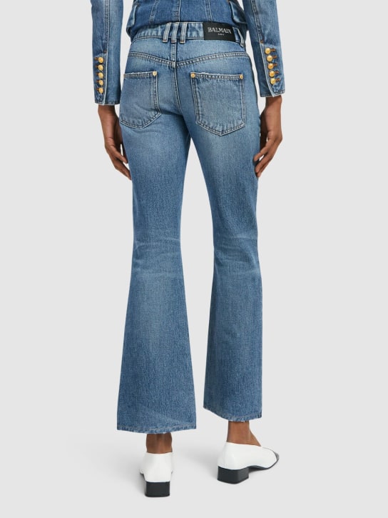 Balmain: 棉质喇叭腿牛仔裤 - 蓝色 - women_2 | Luisa Via Roma