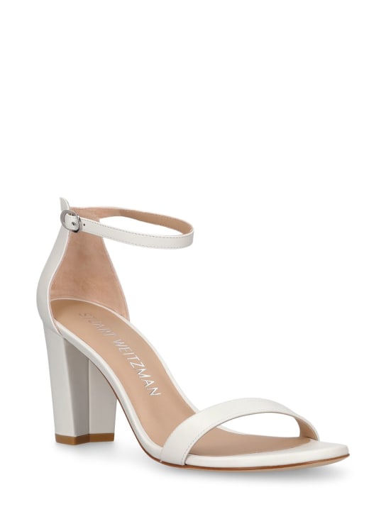 Stuart Weitzman: 80mm Nearly Nude leather sandals - White - women_2 | Luisa Via Roma