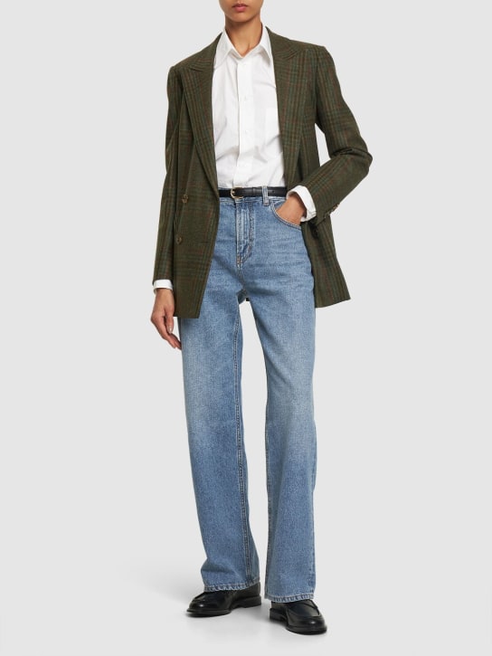 Chloé: Cotton & hemp denim straight jeans - Mavi - women_1 | Luisa Via Roma
