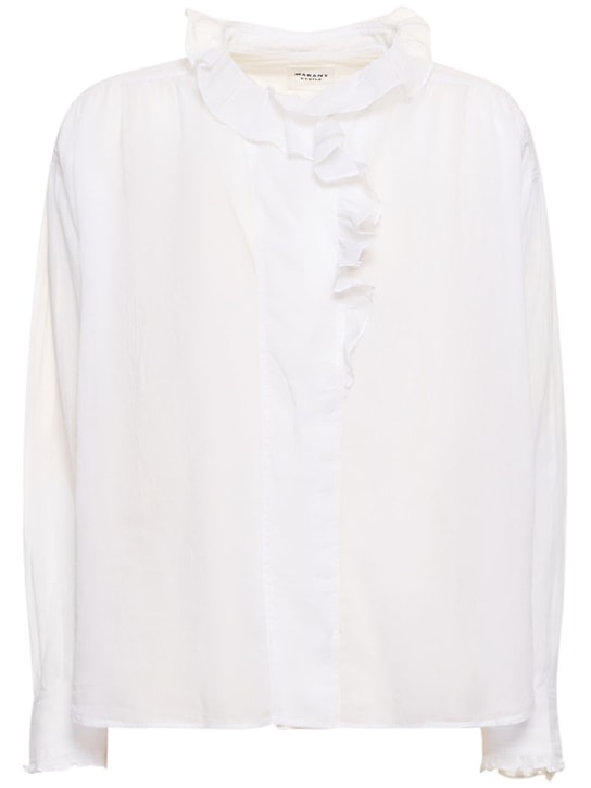 Marant Etoile: Pamias褶饰棉质衬衫 - 白色 - women_0 | Luisa Via Roma