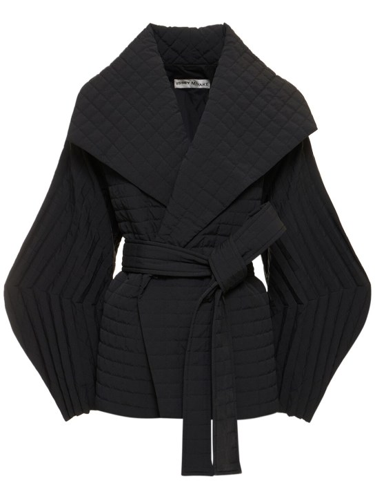 ISSEY MIYAKE: Quilted belted short jacket - Black - women_0 | Luisa Via Roma