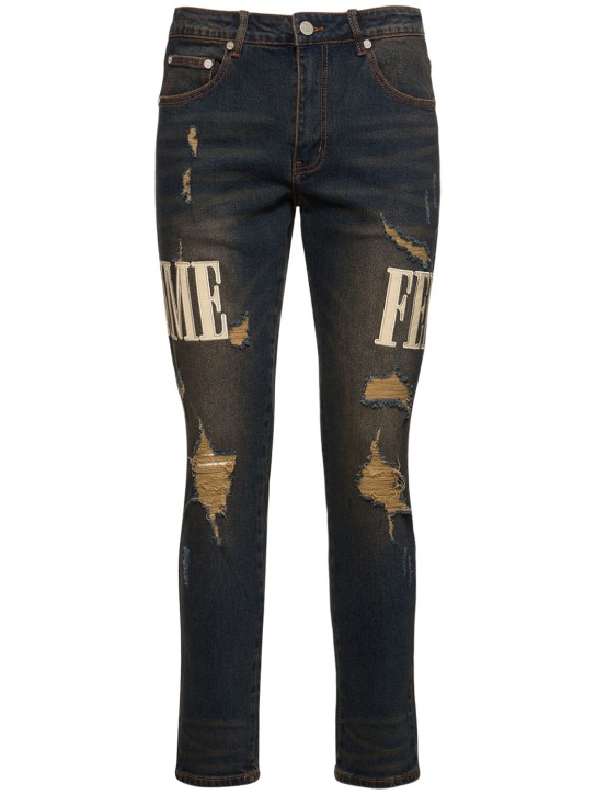 Homme+Femme: Letterman distressed denim jeans - men_0 | Luisa Via Roma