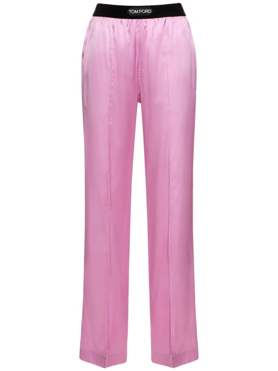 Tom Ford: Pantalon de pyjama en satin de soie - Rose - women_0 | Luisa Via Roma