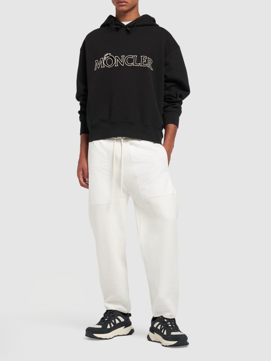 Moncler: CNY cotton sweatshirt hoodie - Black - men_1 | Luisa Via Roma